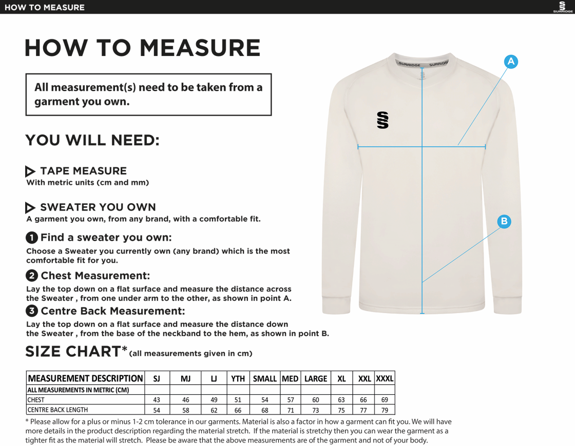 Senior BLAST LONG SLEEVE SWEATER - Size Guide