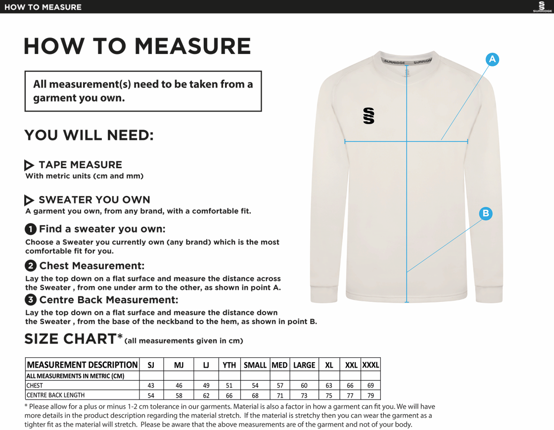 Junior BLAST LONG SLEEVE SWEATER - Size Guide