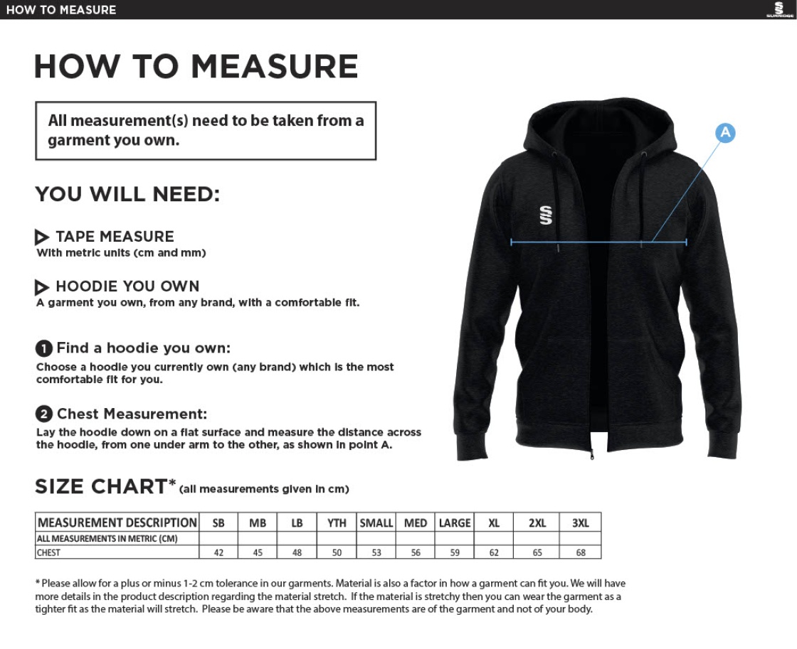 Men's/Juniors - Dual Full Zip Hoody - Black - Size Guide